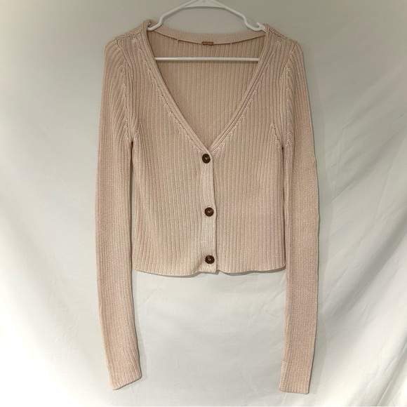 Free People Cream Ribbed Cardigan - Picture 3 of 8
